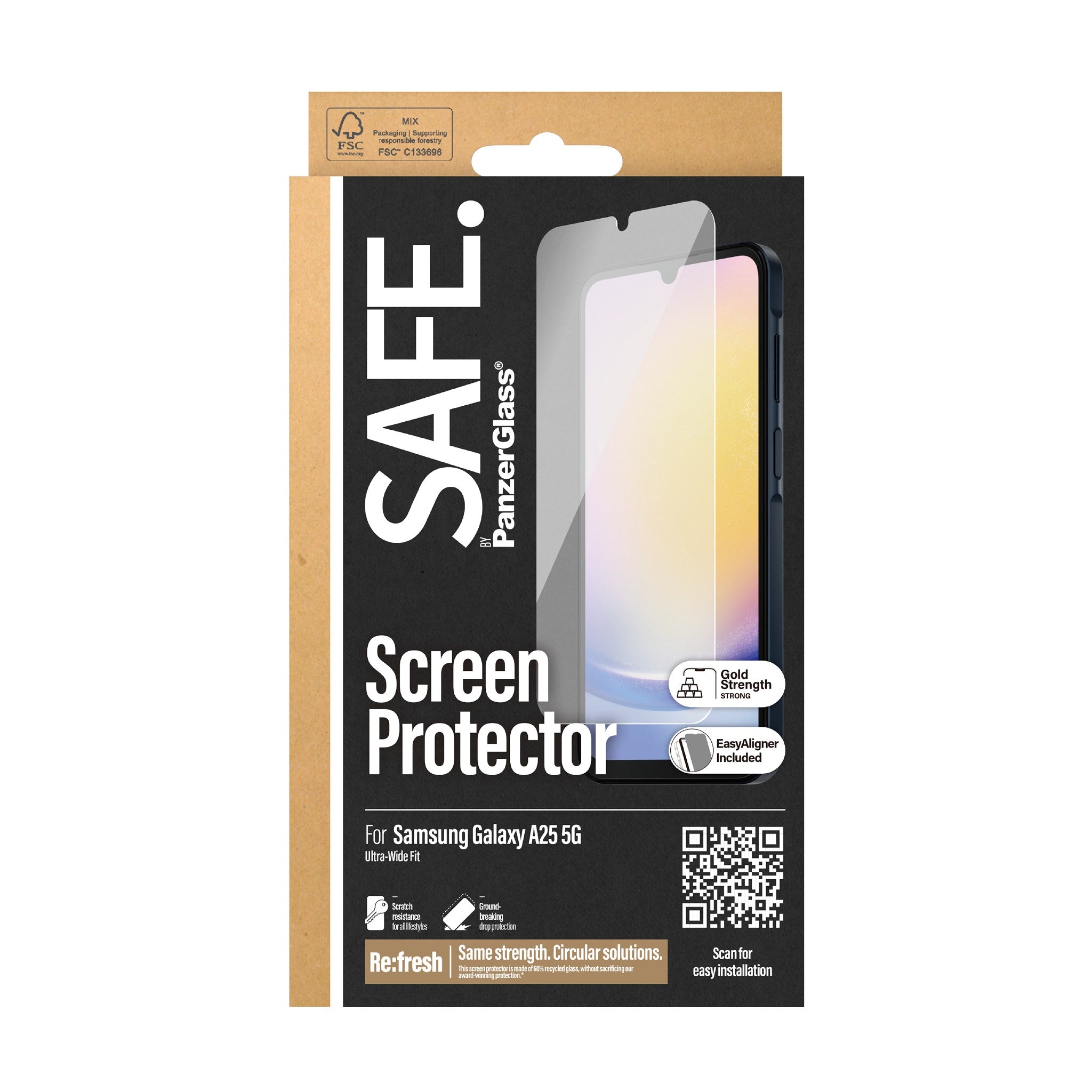SAFE. by PanzerGlass® Skærmbeskyttelse Samsung Galaxy A25 5G | Ultra-Wide Fit m. EasyAligner