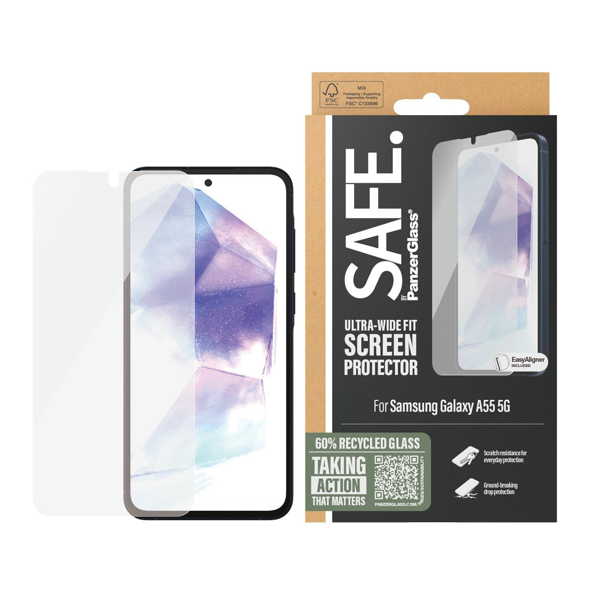 SAFE. by PanzerGlass® Skærmbeskyttelse Samsung Galaxy A55 5G | Ultra-Wide Fit
