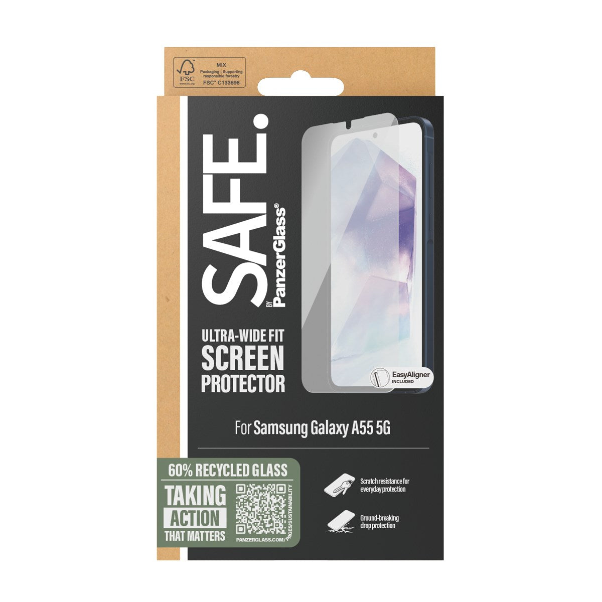 SAFE. by PanzerGlass® Skærmbeskyttelse Samsung Galaxy A55 5G | Ultra-Wide Fit