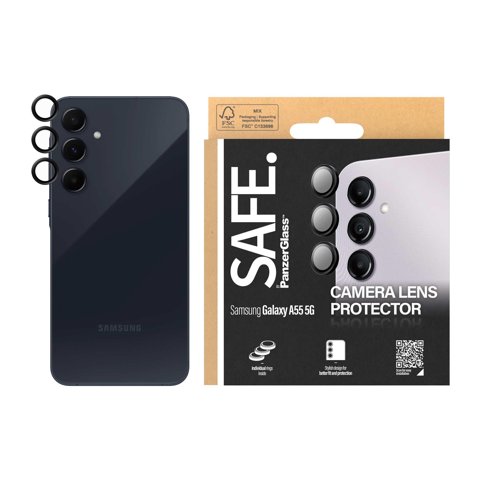 SAFE. by PanzerGlass® Kameralinsebeskytter Sort Samsung Galaxy A55 5G