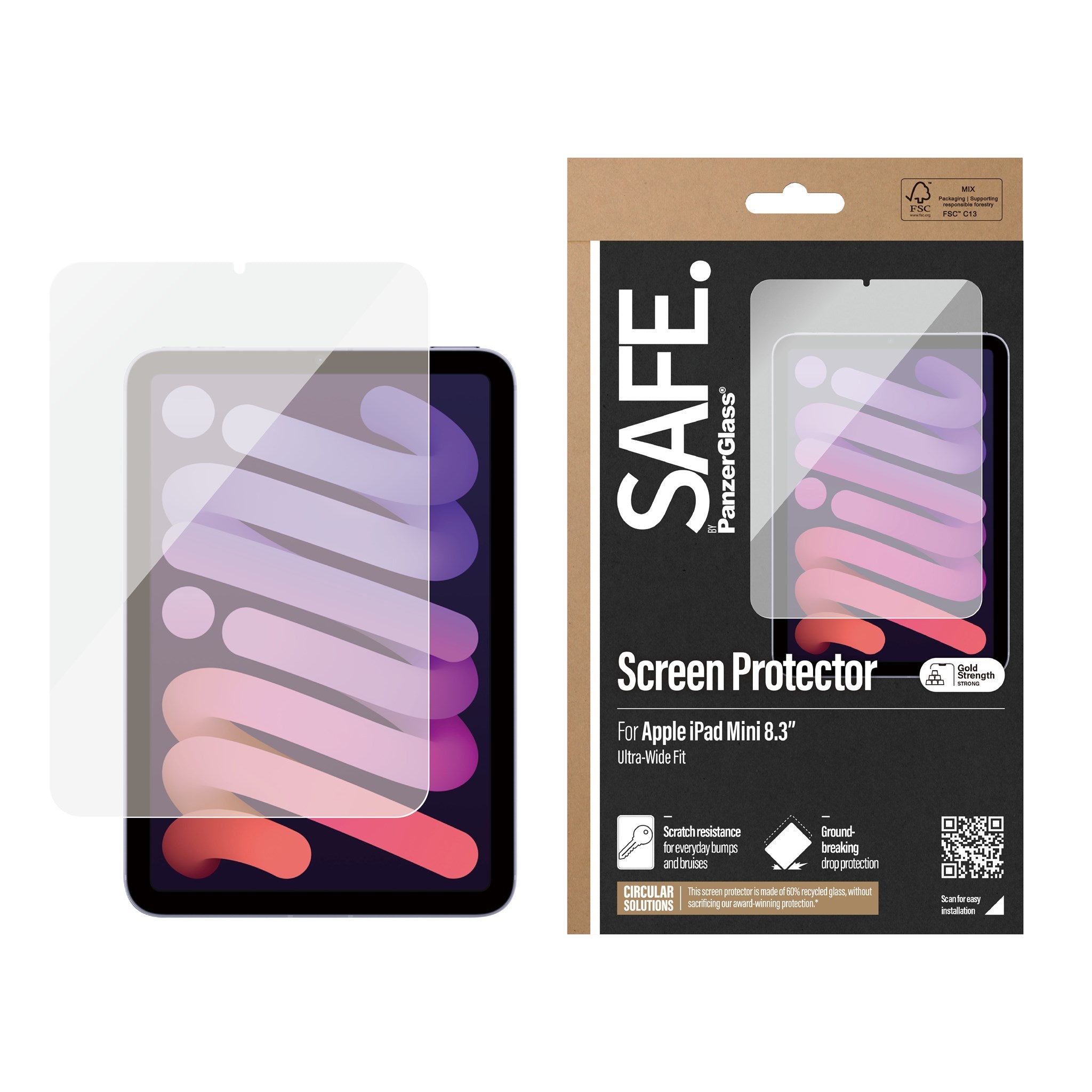 SAFE. by PanzerGlass® Skærmbeskyttelse iPad Mini 8.3'' (2021, 2024) | Ultra-Wide Fit