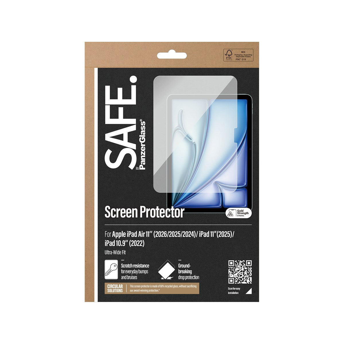 SAFE. by PanzerGlass® Skærmbeskyttelse iPad Air 11'' (2024-2026) | iPad 11'' (2025) | iPad 10.9'' (2022) | Ultra-Wide Fit