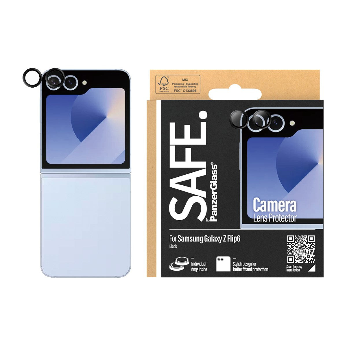 SAFE. by PanzerGlass® Kameralinsebeskytter Sort Samsung Galaxy Z Flip6