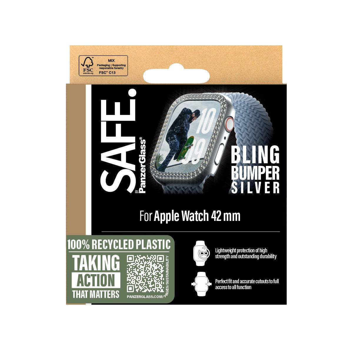 SAFE. by PanzerGlass® Bling Bumper Sølv Apple Watch Series 11 | 10 | 42mm