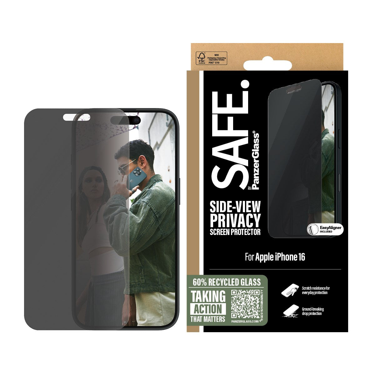 SAFE. by PanzerGlass® Privacy Skærmbeskyttelse iPhone 16 | 15 | Ultra-Wide Fit