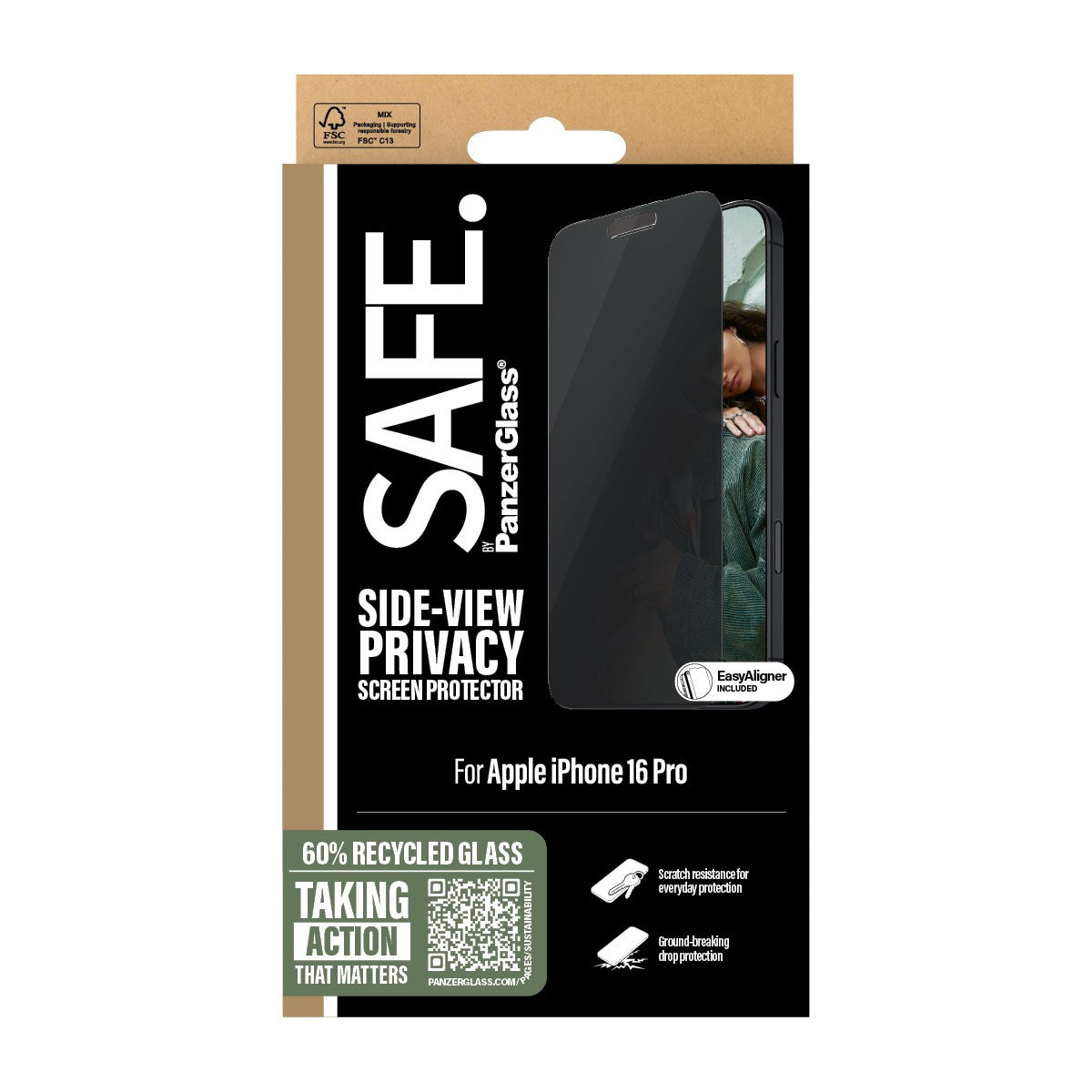 SAFE. by PanzerGlass® Privacy Skærmbeskyttelse iPhone 16 Pro | Ultra-Wide Fit
