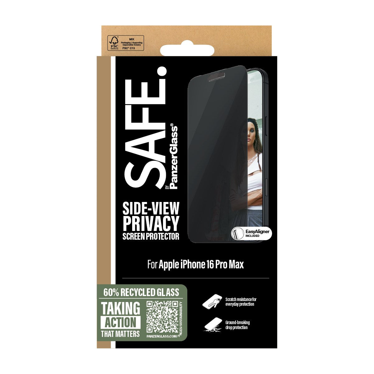SAFE. by PanzerGlass® Privacy Skærmbeskyttelse iPhone 16 Pro Max | Ultra-Wide Fit