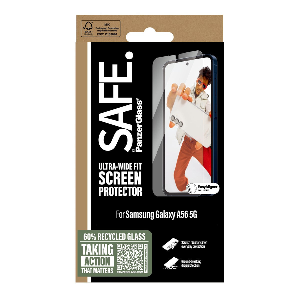 SAFE. by PanzerGlass® Skærmbeskyttelse Samsung Galaxy A56 5G | Ultra-Wide Fit m. EasyAligner