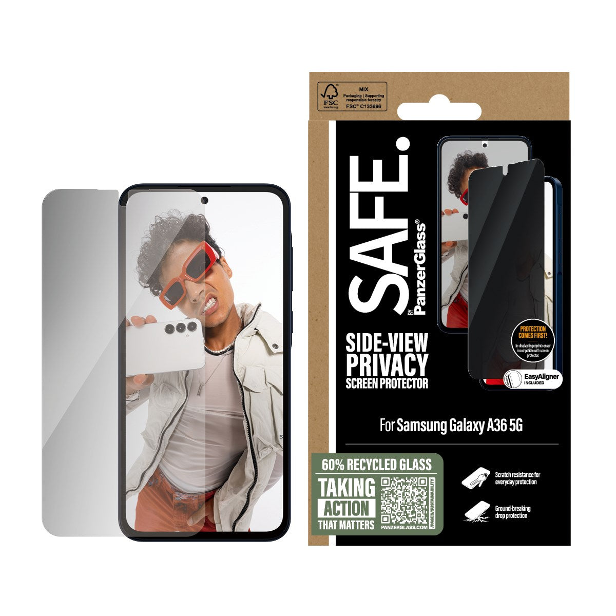 SAFE. by PanzerGlass® Privacy Skærmbeskyttelse Samsung Galaxy A36 5G | Ultra-Wide Fit