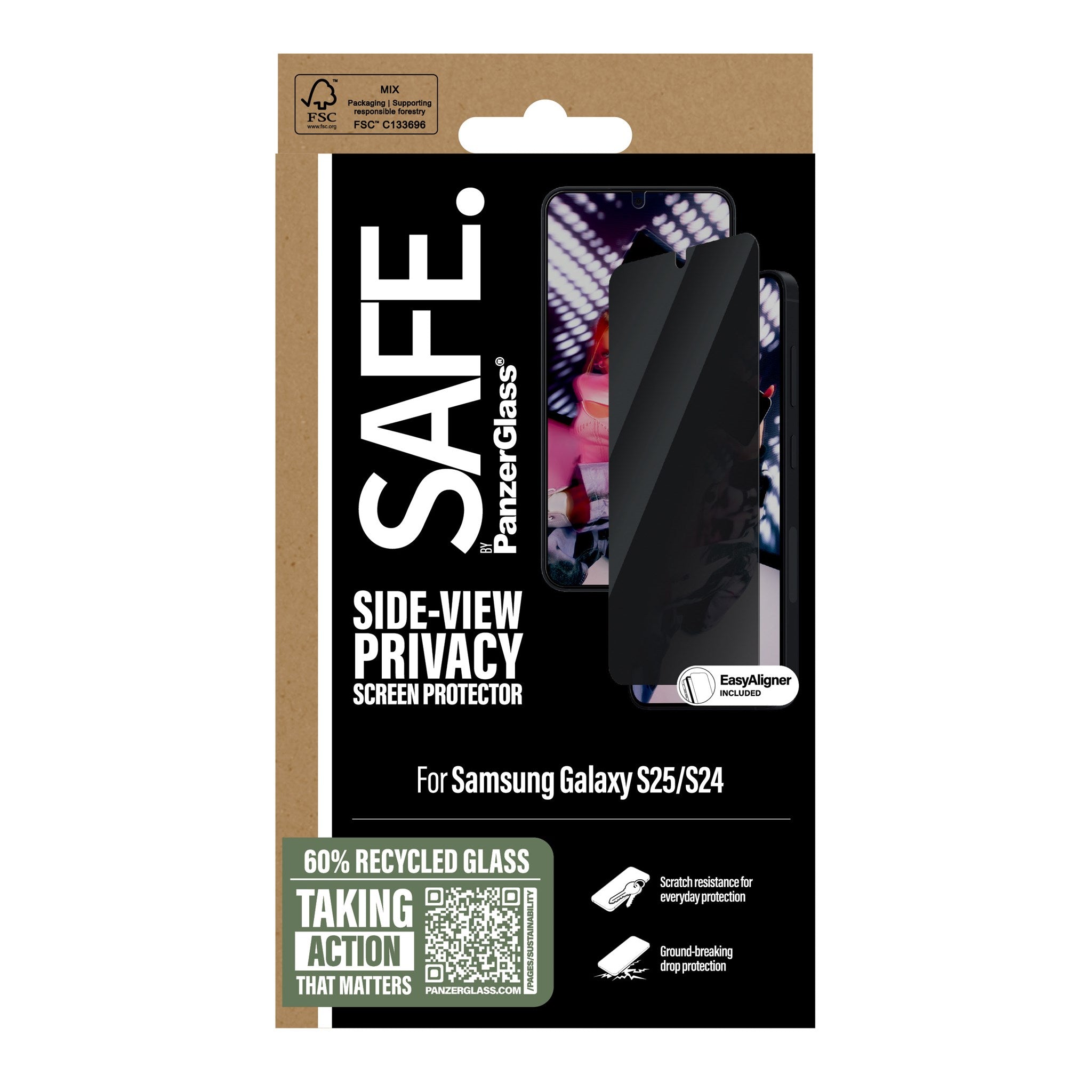 SAFE. by PanzerGlass® Privacy Skærmbeskyttelse Samsung Galaxy S25 | S24 | Ultra-Wide Fit