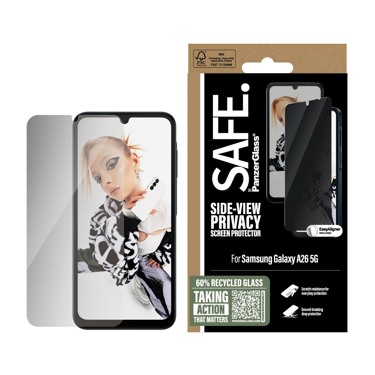 SAFE. by PanzerGlass® Privacy Skærmbeskyttelse Samsung Galaxy A26 5G | Ultra-Wide Fit m. EasyAligner