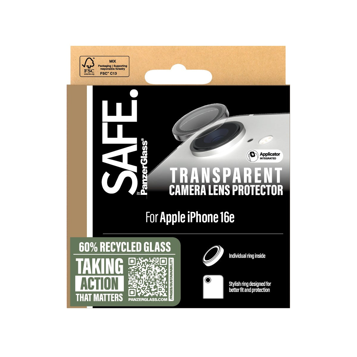 SAFE. by PanzerGlass® Kameralinsebeskytter Transparent iPhone 16e