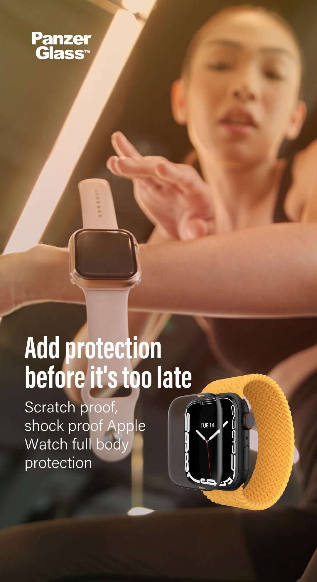 PanzerGlass® Skærmbeskyttelse Full Body Sort Apple Watch SE 3 | SE | 6 | 5 | 4 | 44mm